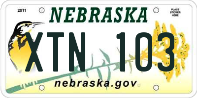 NE license plate XTN103