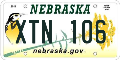 NE license plate XTN106