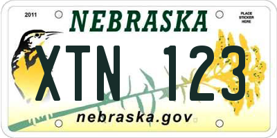 NE license plate XTN123