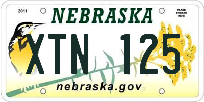 NE license plate XTN125