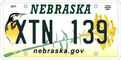 NE license plate XTN139