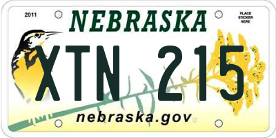 NE license plate XTN215