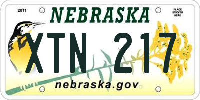 NE license plate XTN217