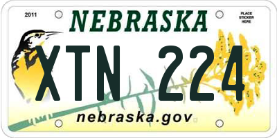 NE license plate XTN224
