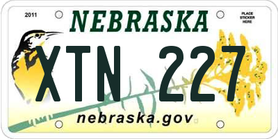 NE license plate XTN227