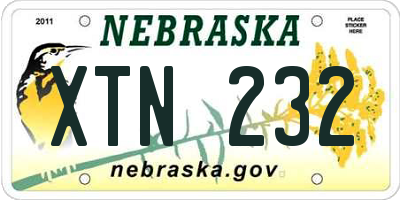 NE license plate XTN232