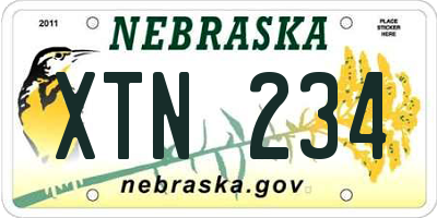 NE license plate XTN234