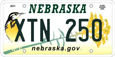 NE license plate XTN250