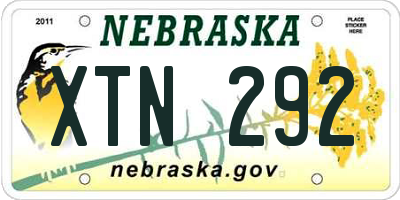 NE license plate XTN292