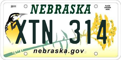 NE license plate XTN314