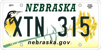 NE license plate XTN315