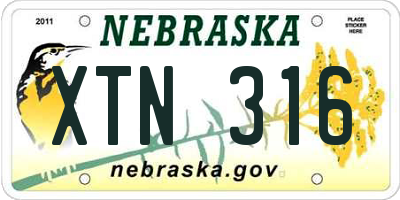NE license plate XTN316
