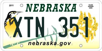 NE license plate XTN351