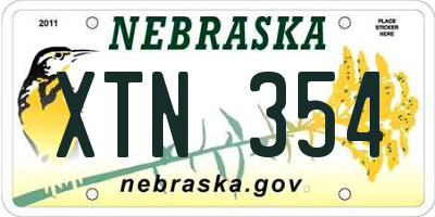 NE license plate XTN354