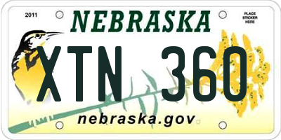 NE license plate XTN360