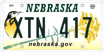 NE license plate XTN417