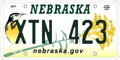 NE license plate XTN423