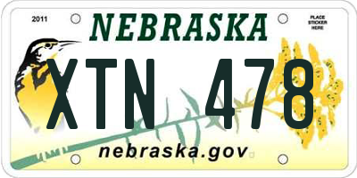 NE license plate XTN478
