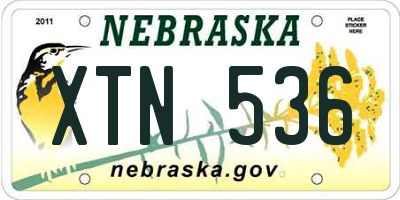 NE license plate XTN536