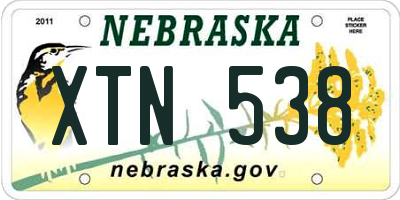 NE license plate XTN538