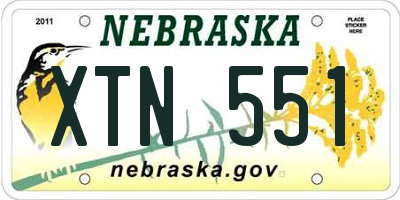 NE license plate XTN551