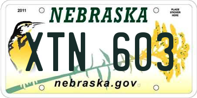 NE license plate XTN603