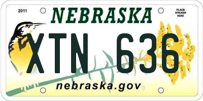 NE license plate XTN636