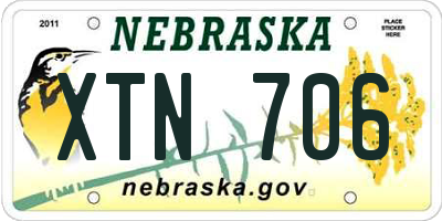 NE license plate XTN706