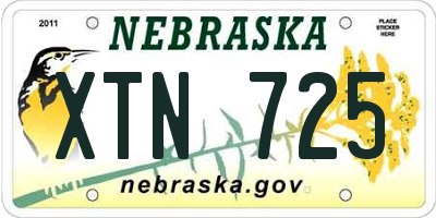NE license plate XTN725