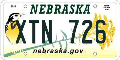NE license plate XTN726