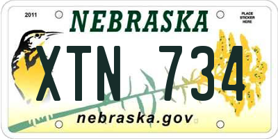 NE license plate XTN734