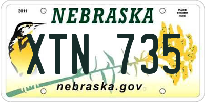 NE license plate XTN735