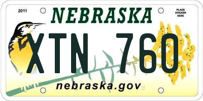 NE license plate XTN760