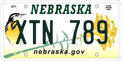 NE license plate XTN789