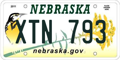 NE license plate XTN793