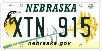 NE license plate XTN915
