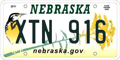 NE license plate XTN916