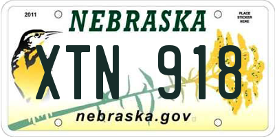 NE license plate XTN918