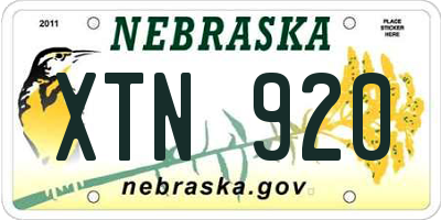 NE license plate XTN920