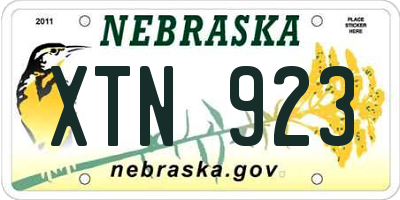 NE license plate XTN923