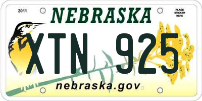 NE license plate XTN925