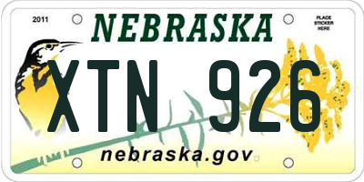 NE license plate XTN926
