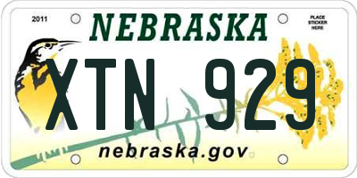 NE license plate XTN929