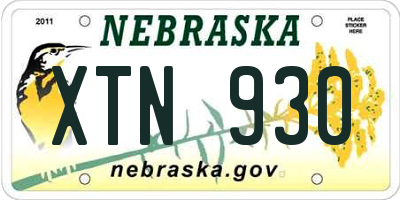 NE license plate XTN930