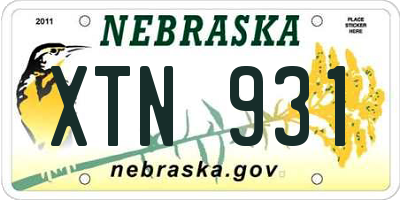 NE license plate XTN931