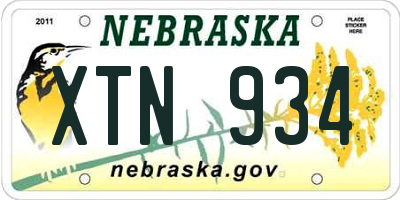 NE license plate XTN934