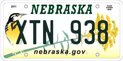 NE license plate XTN938