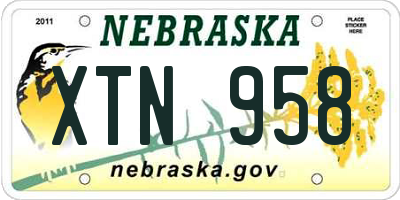 NE license plate XTN958