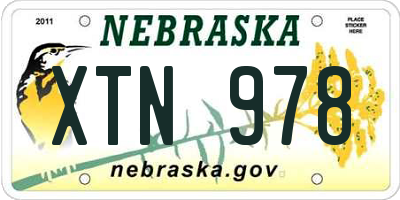 NE license plate XTN978
