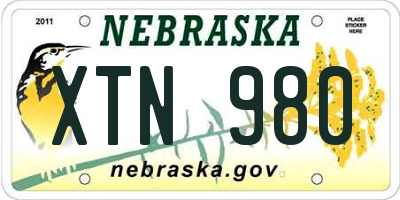 NE license plate XTN980